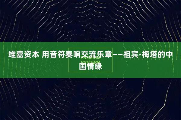 维嘉资本 用音符奏响交流乐章——祖宾·梅塔的中国情缘