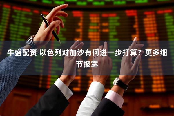 牛盛配资 以色列对加沙有何进一步打算？更多细节披露